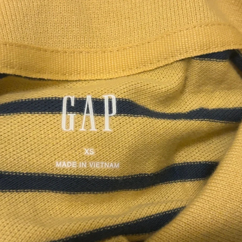 GAP Kids Boys Yellow Navy Striped Short Sleeve‎ Polo Shirt Size XS